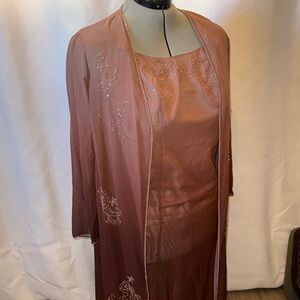 Elegant burgundy ombré beaded paisley Dress with Sheer Overlay